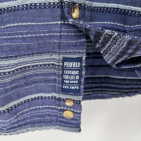 Penfield McKay Blue Vertical Stripe Shirt Size Small - Picture 7 of 9
